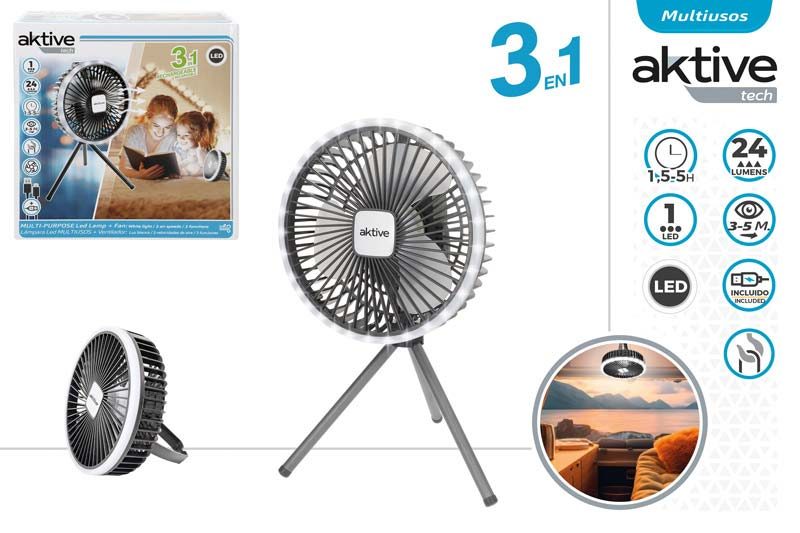 [150096] Lampara LED Multiusos + Ventilador Recargable