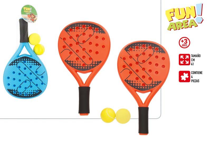 [150128] Raqueta Plastico Padel con 2 Pelotas en Red
