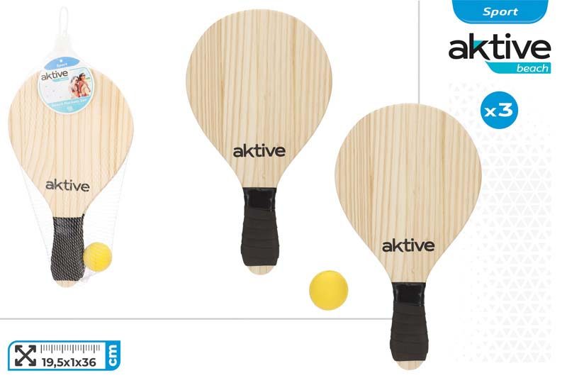 [150131] Palas Playa Madera con Pelota 19.5 CM en Red