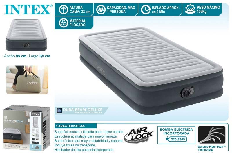 [150186] Cama Aire Dura-Beam Deluxe Intex 99 x 191 x 33 CM