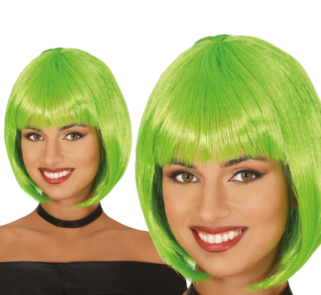 [136364] Peluca Media Melena Verde 100 GR