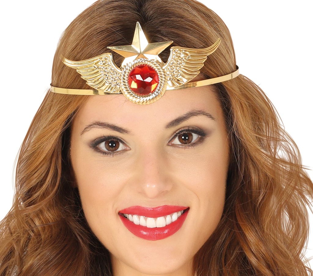 [148297] Diadema Metal Oro Super Heroina
