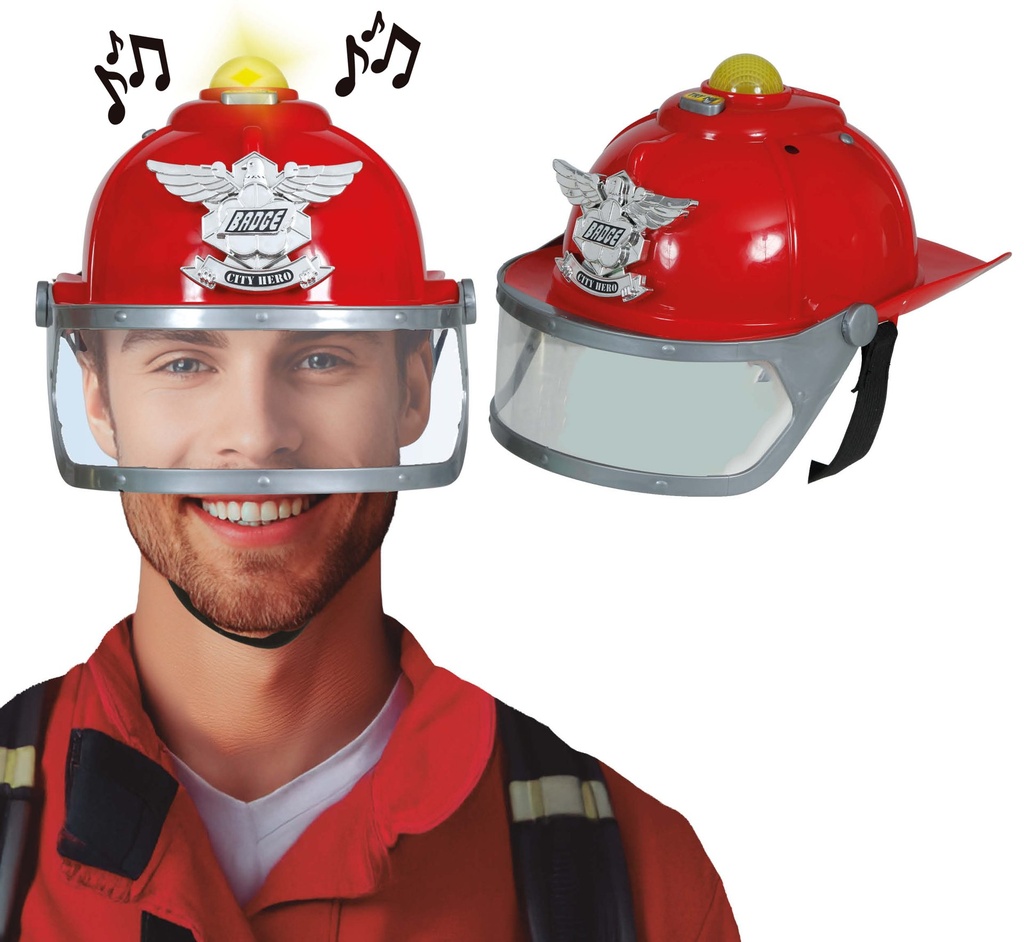 [148301] Casco Bombero con Sirena y Luz