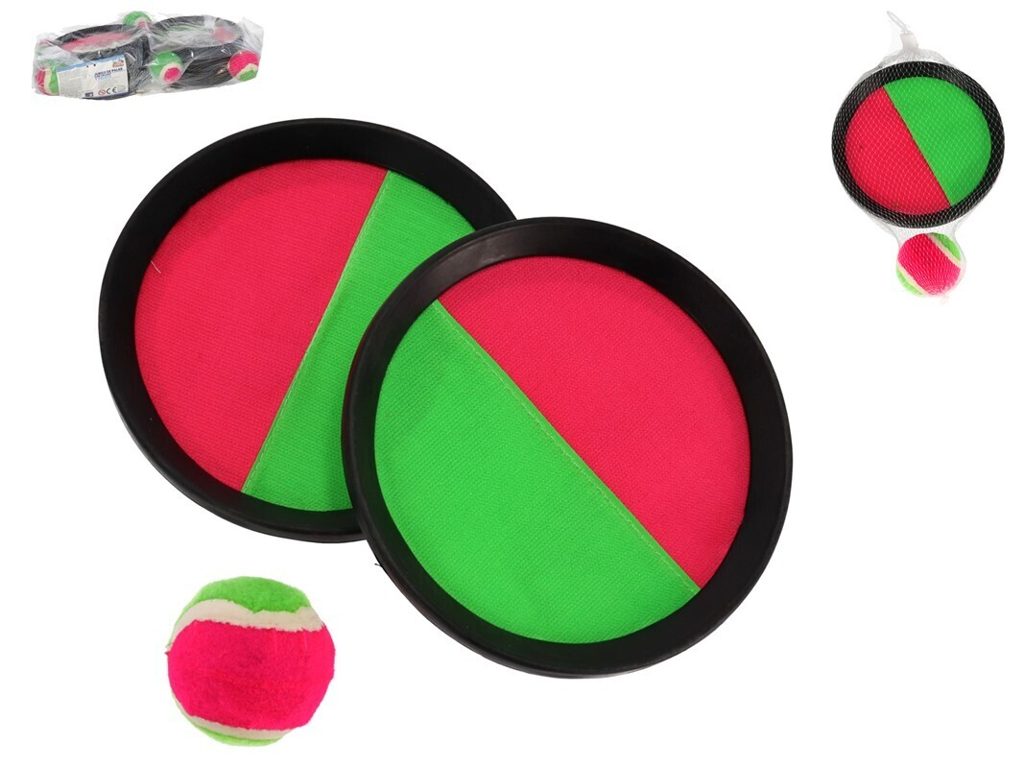 [142020] JUEGO PALAS CON VELCRO Y PELOTA 5 CM EN RED