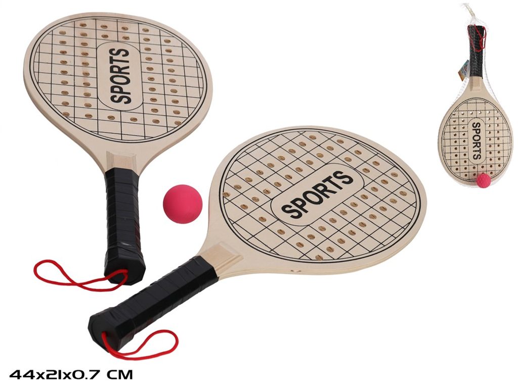 [149355] PALAS PLAYA MADERA SPORTS CON PELOTA EN RED