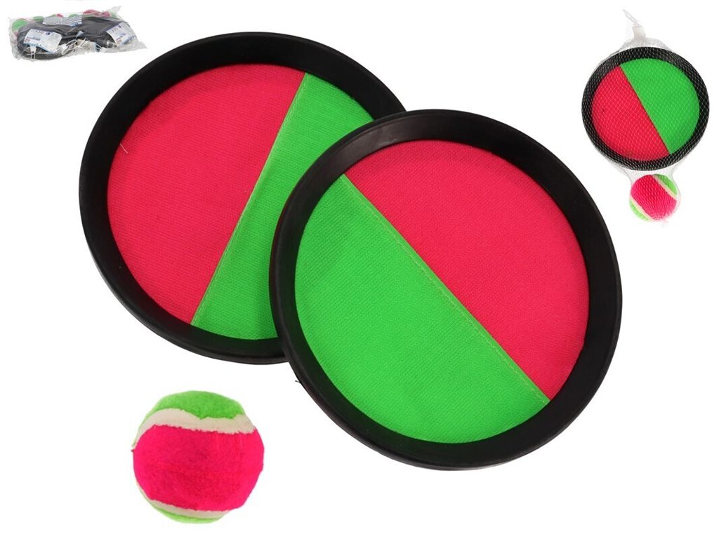 [149356] JUEGO PALAS CON VELCRO Y PELOTA 6 CM EN RED