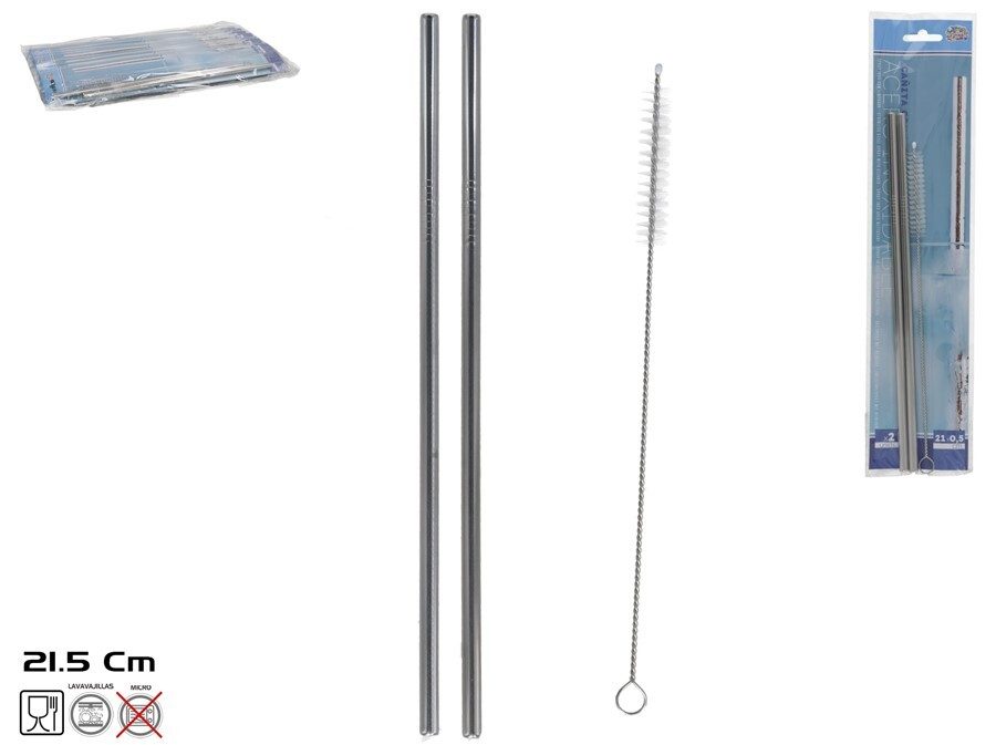 [149377] CAÑITA ACERO INOX CON LIMPIADROS 21 CM 2 UDS