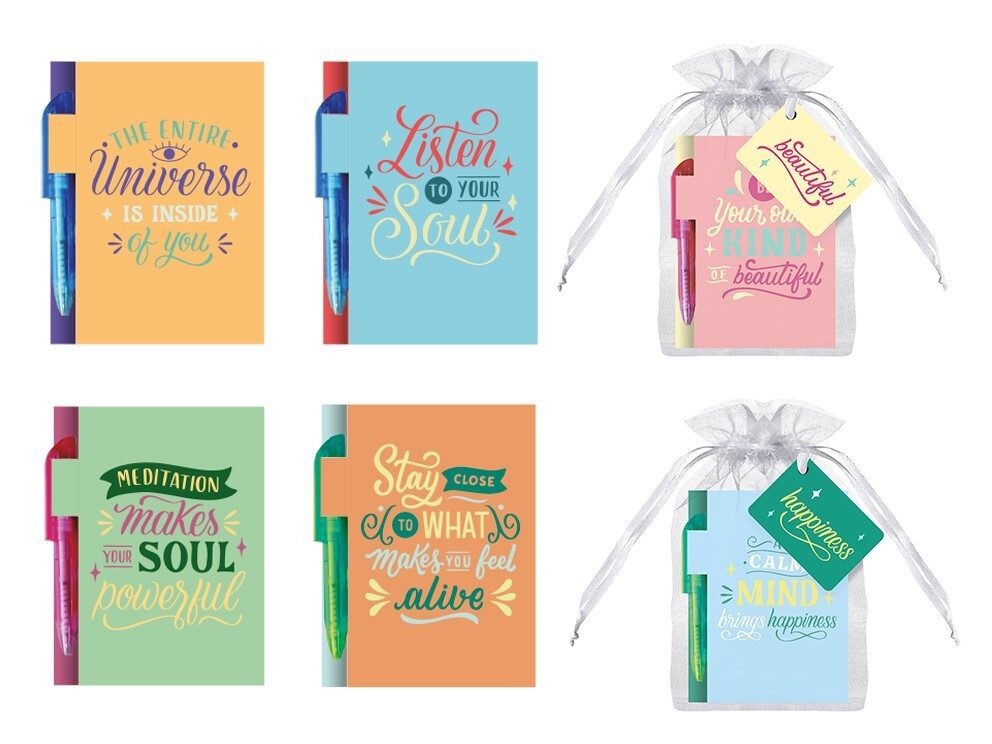 [133499] MINI LIBRETA CON BOLIGRAFO POSITIVE MIND EN BOLSA
