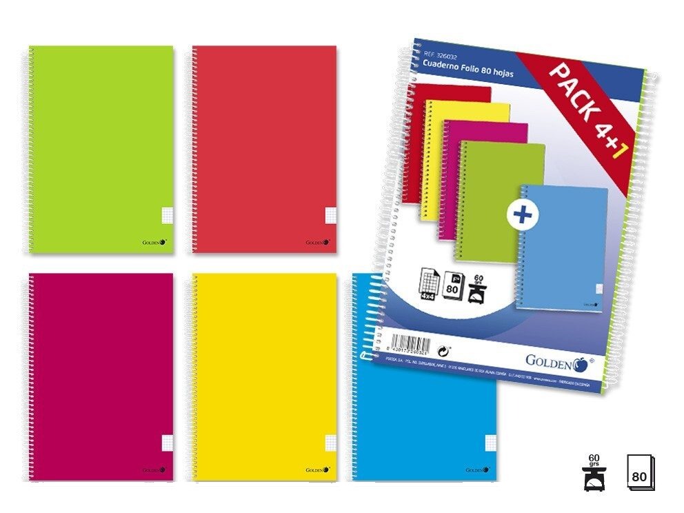 [139826] GOLDEN CUADERNO CUADRO 4 X 4 60 GRS 80 HOJAS
