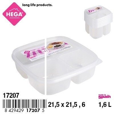 [44783] FIAMBRERA NANTES CUADRADA 3 COMPARTIMENTOS 1.6 LTS