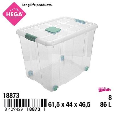 [127213] CAJA Nº8 NEW BOX CON CIERRES ANTIPOLILLA Y RUEDAS VERDE PASTEL 86 LTS