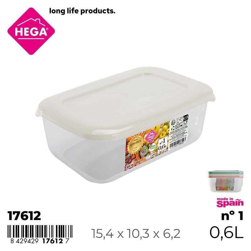 [128864] FIAMBRERA GOLDEN LINE RECTANGULAR T/ COLORES PASTEL Nº 1 0.60 LTS
