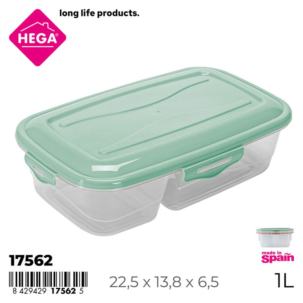 [135075] FIAMBRERA PARIS RECTANGULAR 2 COMPARTIMENTOS 1 LTS