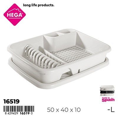 [139897] ESCURREPLATOS BLANCO MAUI GRANDE CON BANDEJA 50 CM