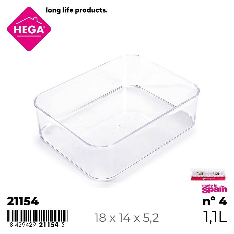 [139932] BANDEJA MULTIUSOS LUXE RECTANGULAR TRANSPARENTE Nº 4 1.15 LTS