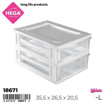 [139962] CAJONERA KREMLIN MULTICOMBI BLANCA 2 CAJONES 35.5 X 26.5 X 20.5 CM