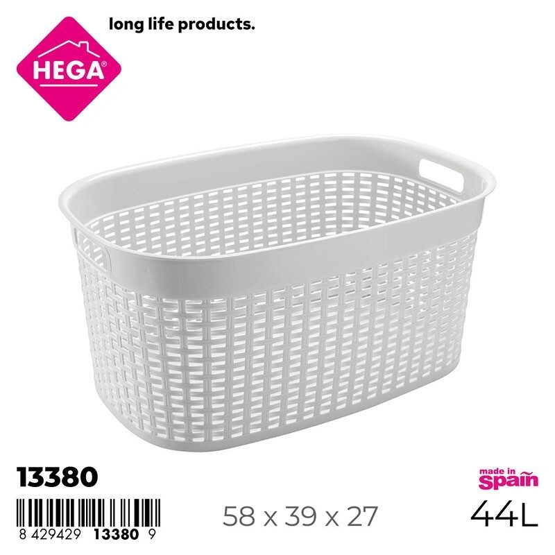 [140016] CESTA DE ROPA RATTAN LINE BLANCA 44 LTS