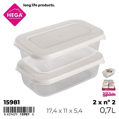 [140148] FIAMBRERA GOLDEN LINE RECTANGULAR Nº 2 0.7 LTS 2 UDS