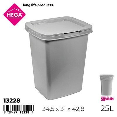 [144250] PAPELERA SENA CUADRADA PLATA 25 LTS