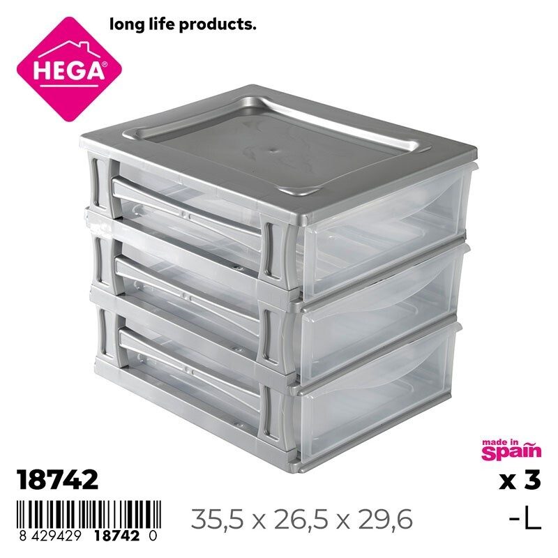 [144323] CAJONERA KREMLIN MULTIHOBBY PLATA TRANSPARENTE 3 CAJONES