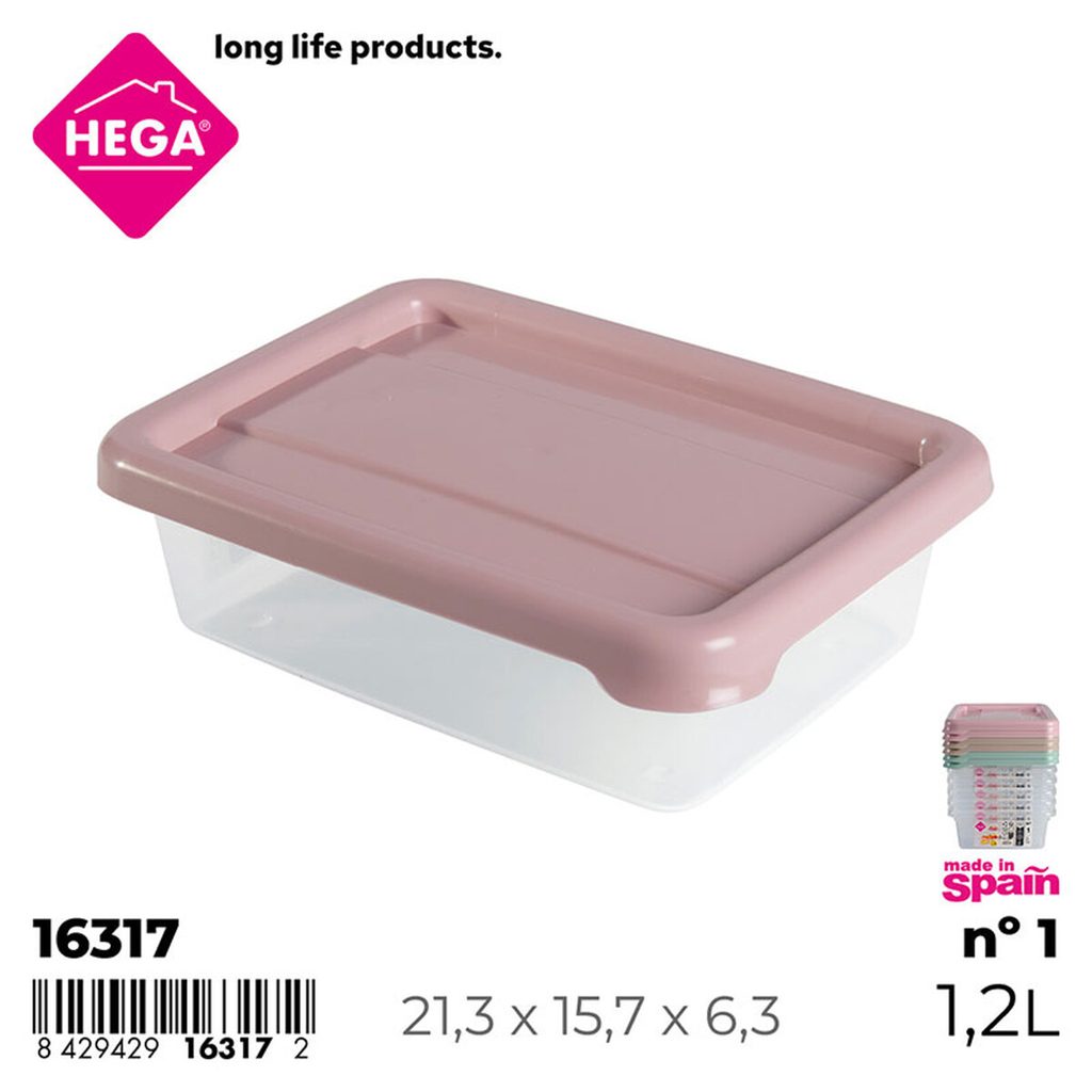 [147007] BANDEJA CON TAPA FRIGO RECTANGULAR Nº 1 1.2 LTS
