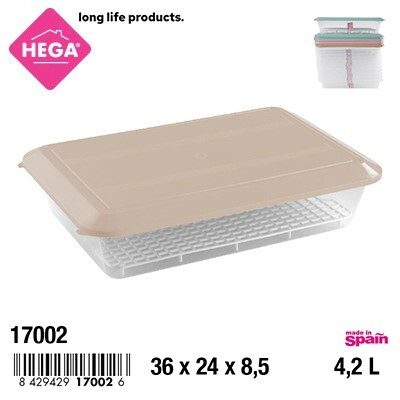 [147019] DESCONGELADOR TURIN RECTANGULAR CON REJILLA Y TAPA 4.2 LTS