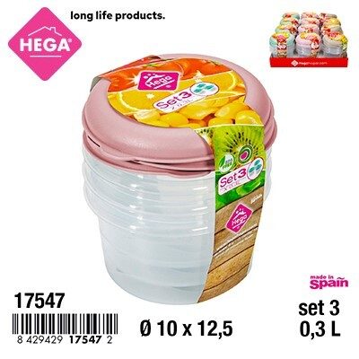 [148957] FIAMBRERA BABY REDONDA SURTIDO PASTEL 0.30 LTS 3 UDS