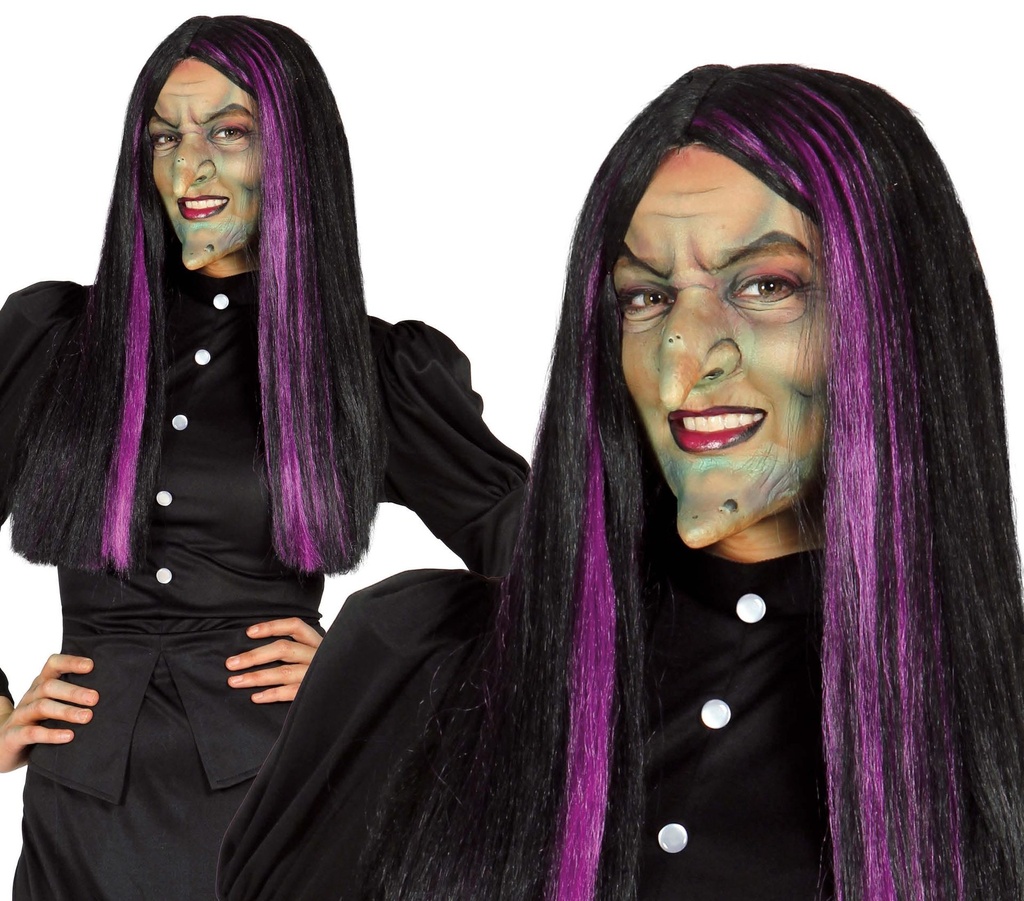 [62488] Peluca Bruja con Mechas Lilas