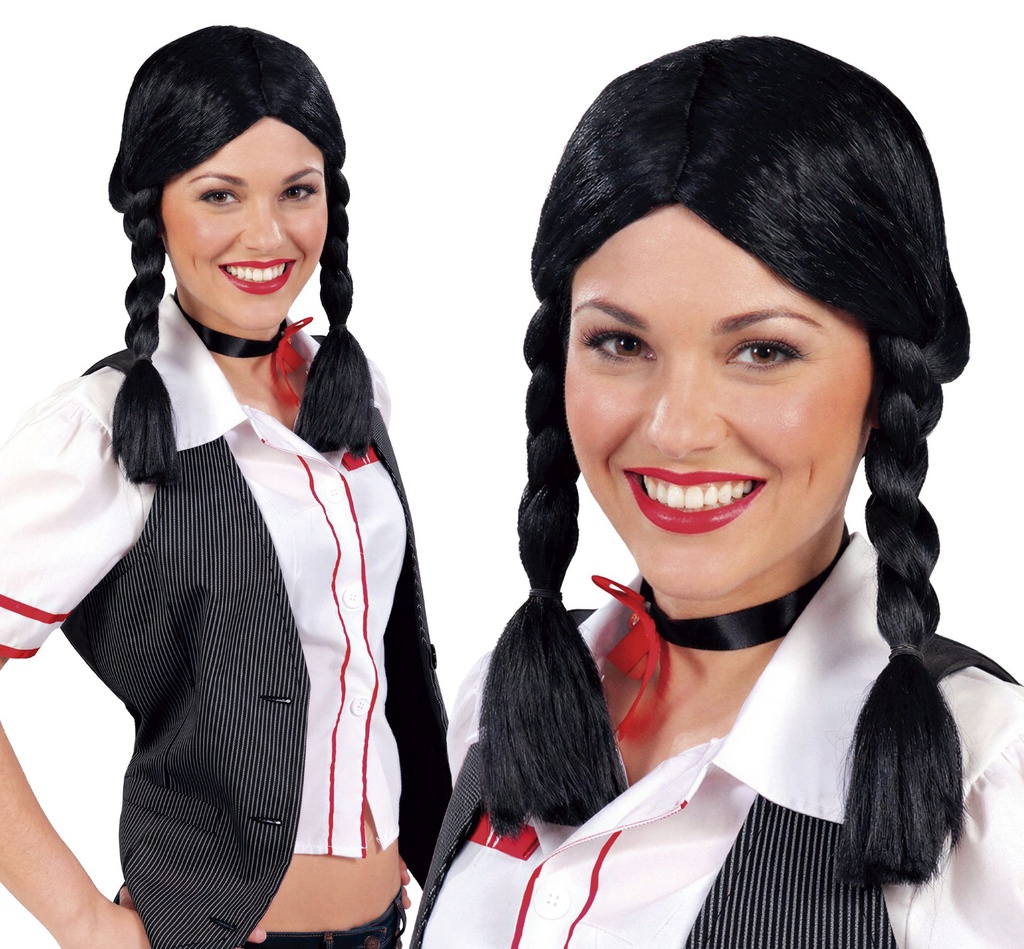 [107861] Peluca Trenzas Negra