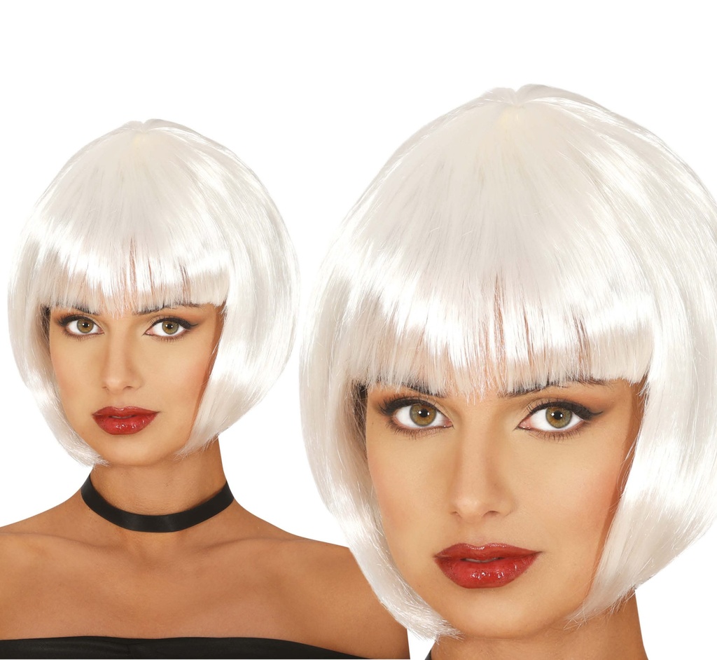 [136359] Peluca Media Melena Blanca Bl 100 GR