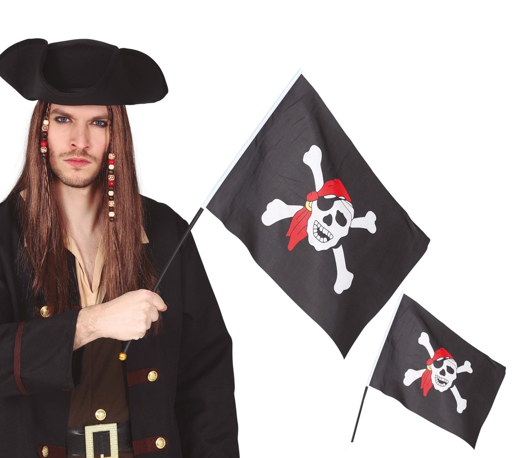 [139087] Bandera Pirata con Palo 45 x 30 CM