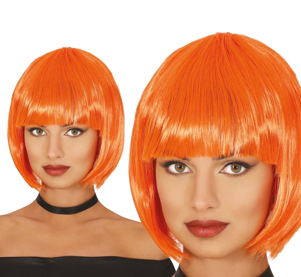 [140738] Peluca Media Melena Naranja 100 GRS