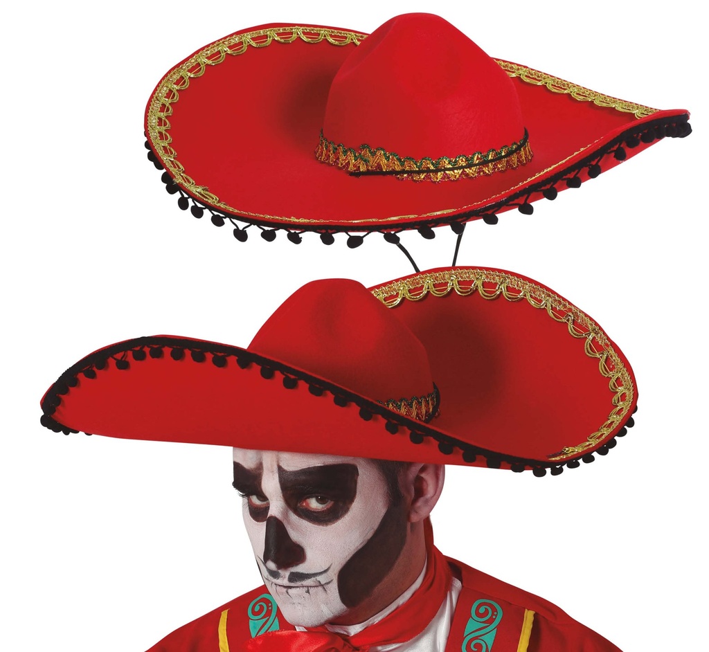 [140754] Sombrero Mexicano Rojo Fieltro