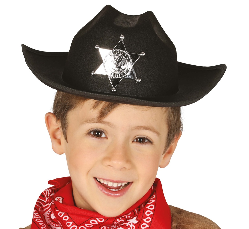 [141584] Sombrero Sheriff Negro Infantil