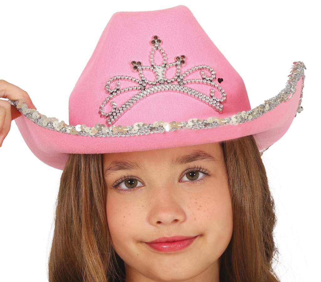 [141585] Sombrero Cowboy Fieltro Rosa Infantil