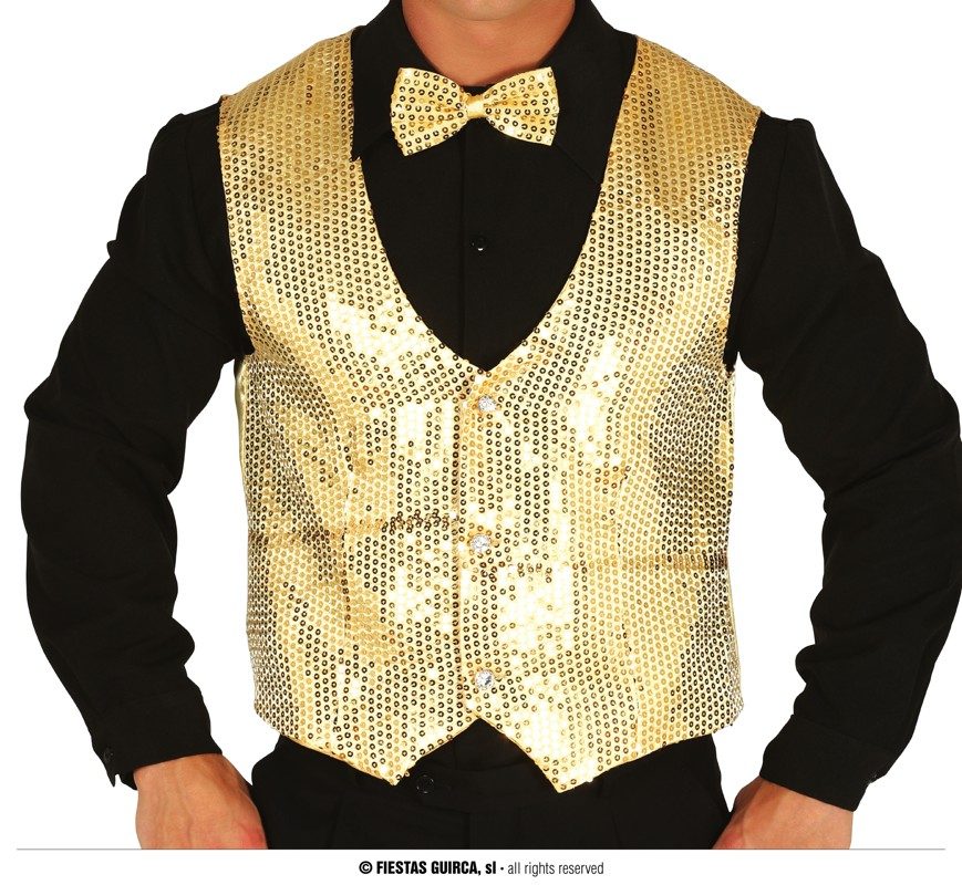 [148321] Chaleco Lentejuelas Oro Adulto