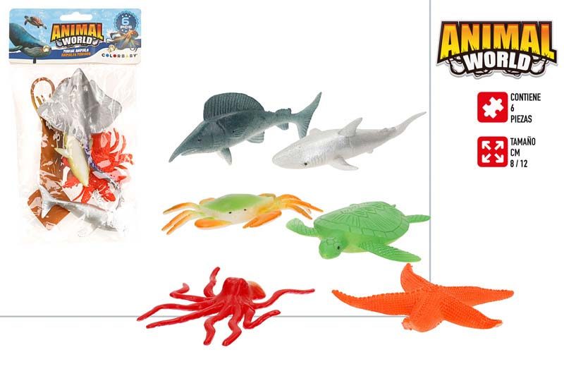 [147158] Animal World Animales Marinos 6 UDS