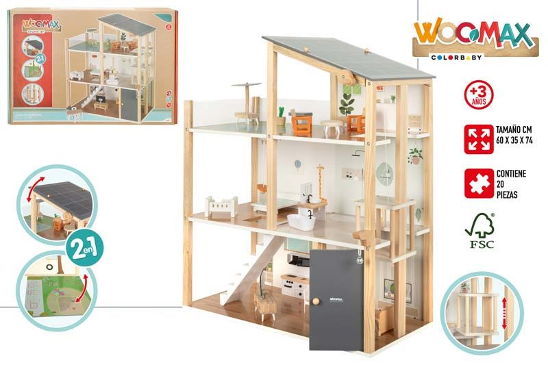 [147185] Casa de Muñecas Madera 2 en 1 21 PZAS
