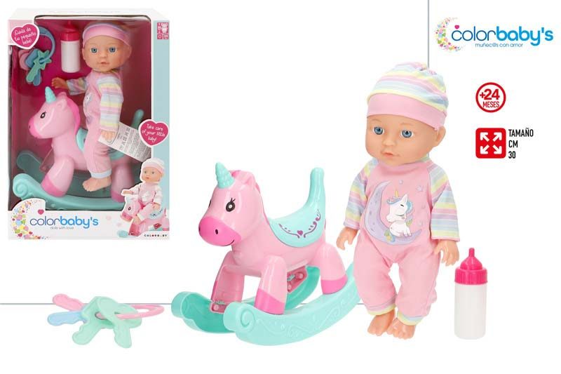 [147226] Bebe con Balancin Unicornio y Accesorios