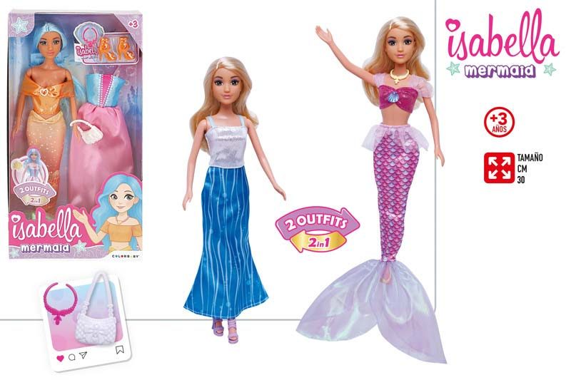 [147256] Muñeca Isabella Sirena con Vestido 30 CM