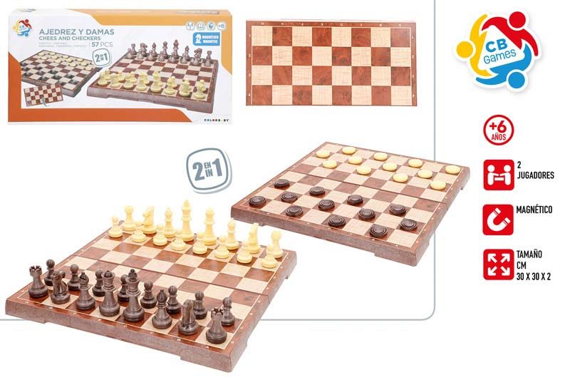 [147262] Juego Ajedrez/Damas 57 PZAS + 6 Años