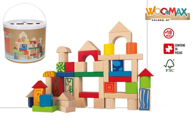 [101452] Cubo Bloques Madera Construccion 50PZAS +12 Meses
