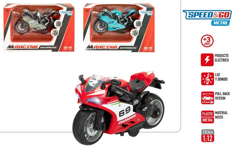 [132449] Moto Bike Metal con Luz y Sonido 1:12