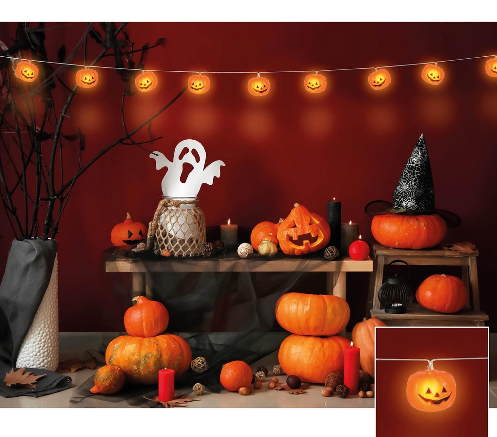 [144935] Guirnalda 12 Calabazas 180 CM