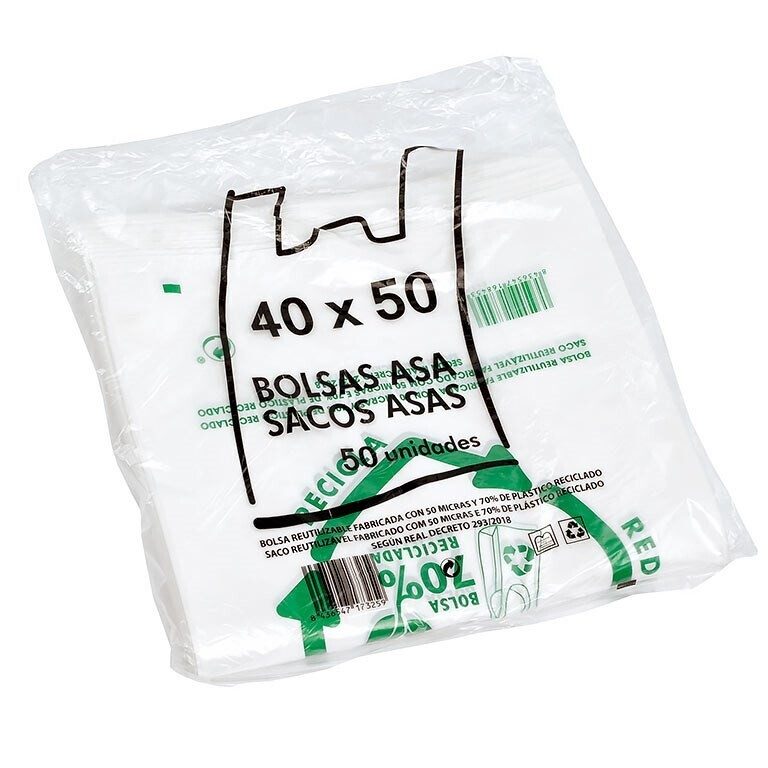 [152245] BOLSA CAMISETA BLANCA IMPRESION GENERICA 40 X 50 CM 50 UDS