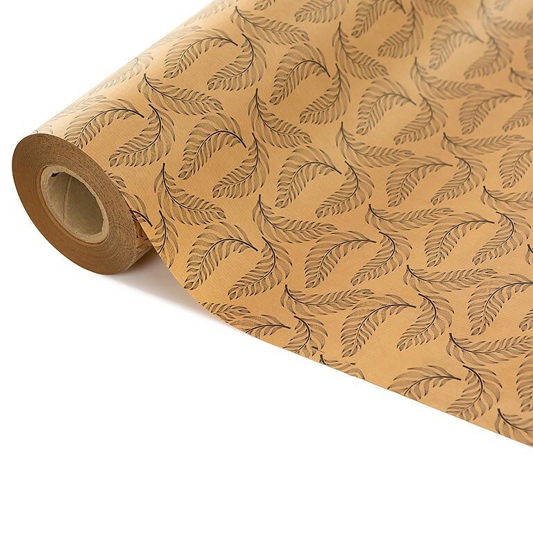[152267] BOBINA PAPEL REGALO HOJAS KRAFT 62 CM