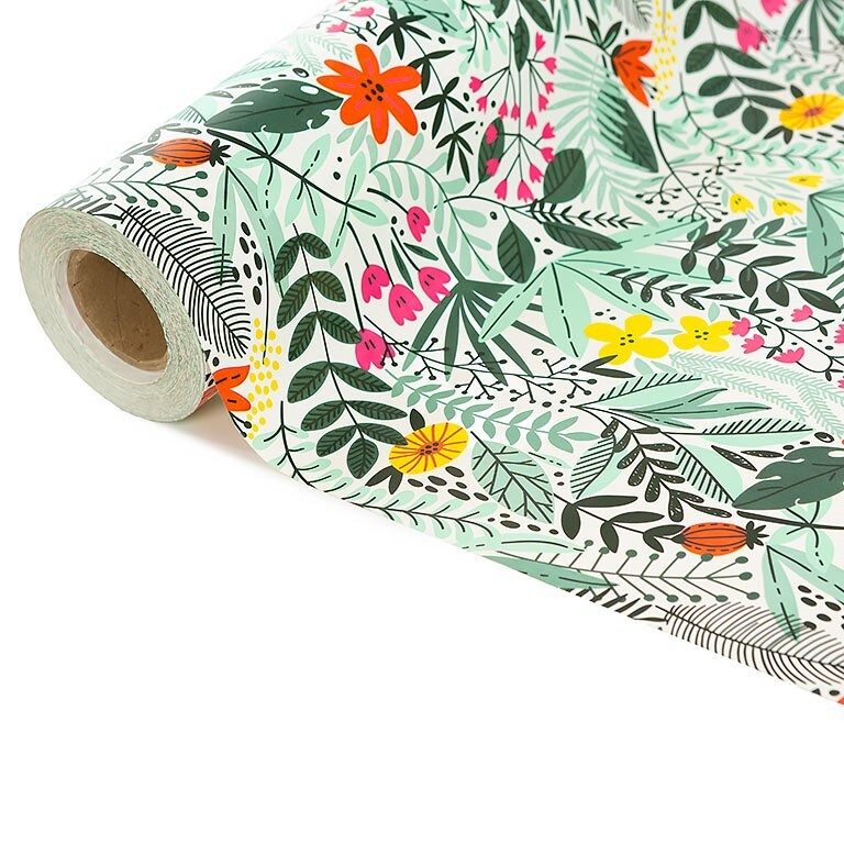 [152268] BOBINA PAPEL REGALO HOJAS VERDES 62 CM