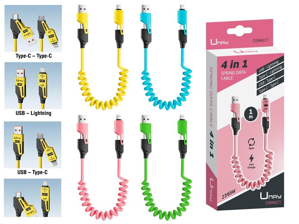[152390] CABLE CARGADOR ELASTICO 4 EN 1