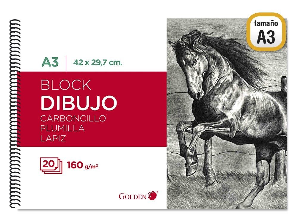 [120352] CUADERNO DIBUJO A3 29X7X42CM 160GRS 30 HOJAS GOLDEN