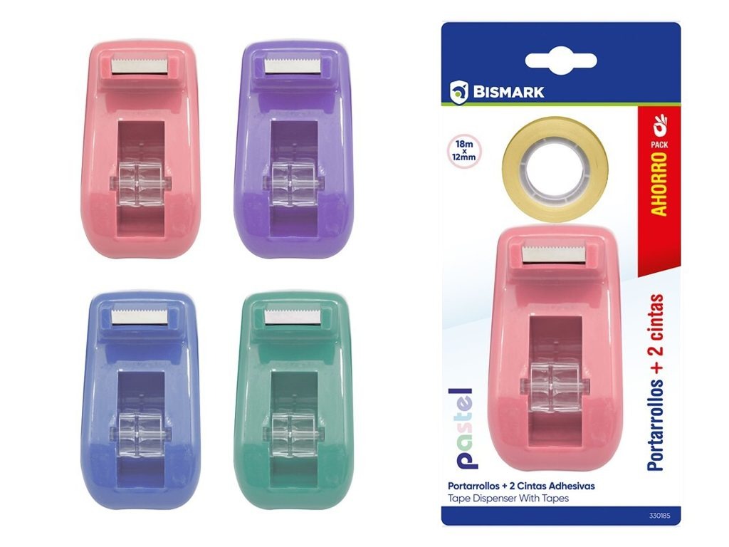 [135890] PORTARROLLOS PASTEL + 2 CINTAS 12 MM X 18 MTS